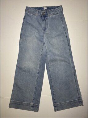 Gap Size 00/24P Girls Pants Petite Wide Leg Crop Fit High Rise Chino Sunkissed